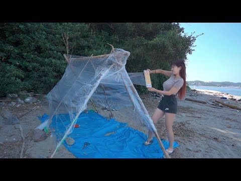 【無人島】サランラップで作ったテントが…